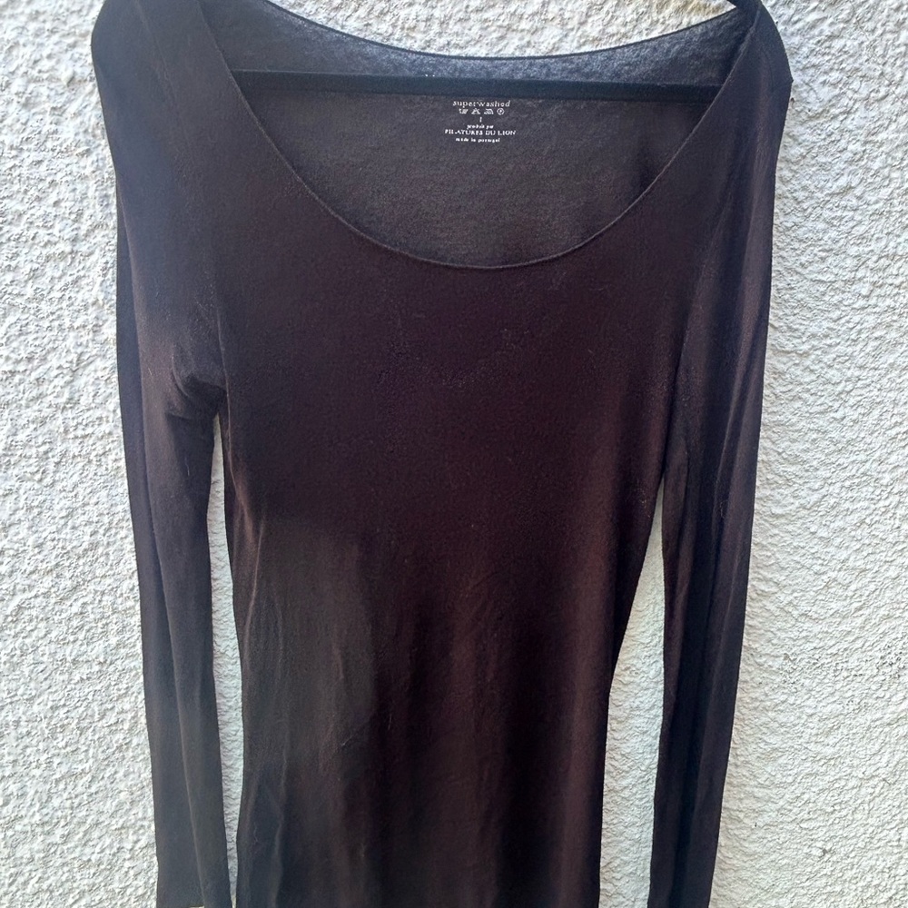 black Fitted Long Sleeve sheer top